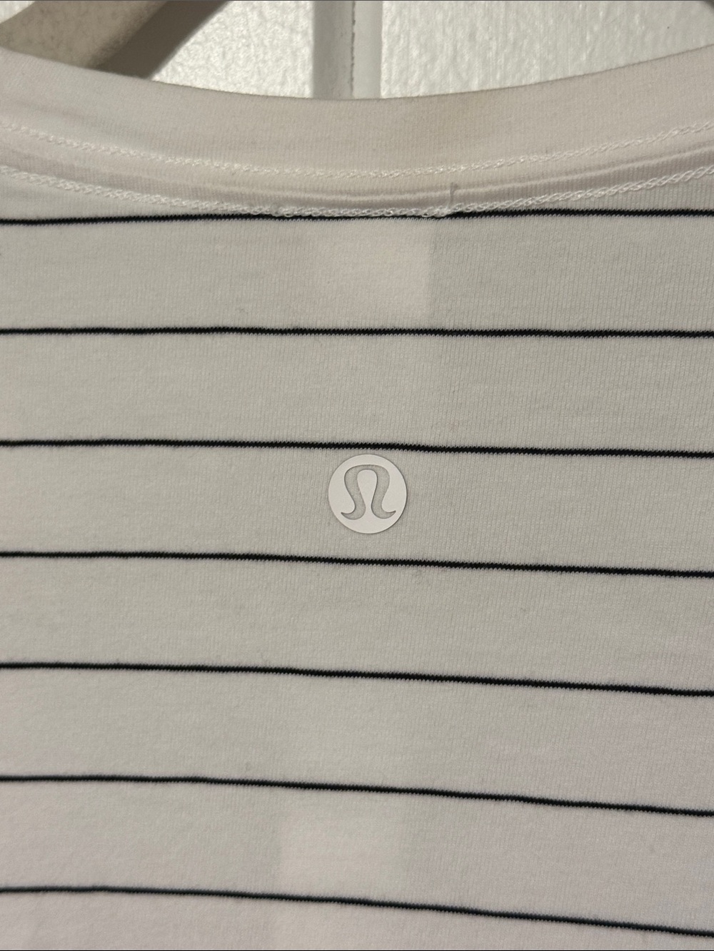 Lululemon White Love Long Sleeve Tee with Thin Black Stripes - Picture 3 of 7